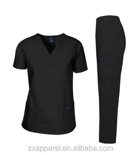 세련된 짧은 소매 v 넥 치과 클리닉 간호사 스크럽 유니폼 미용실