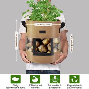 Sac de plantation non tissé robuste et épaissi pour aération, 7 gallons, pour fraises et patates douces, avec fenêtre à rabat - Product Image 3