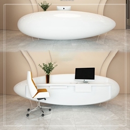 Luxury Fiberglass Shopping Center Reception Desk Modern Front Desk Custom Size for Public Lobby - Product Image 6