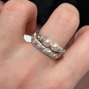 Bague en argent pur S925 vintage avec diamant pour femmes, style français, luxe léger, bague en dentelle torsadée brossée - Product Image 4