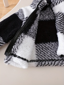 Setelan Tiga Potong Kasual Festival Musim Dingin untuk Bayi Perempuan: Mantel + Rompi Putih + Celana Lonceng Hitam Bahan Spandex/Poliester - Product Image 4