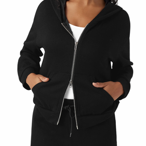 Sudadera con capucha recortada con cremallera para mujer con logotipo personalizado Sudadera con capucha de chándal con cremallera de algodón 100% para mujer - Product Image 4