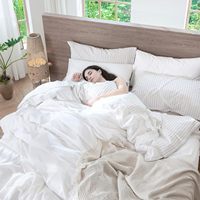 Parure de lit en coton lavé 100% texturé, respirant, durable, doux, confortable, blanc éclatant