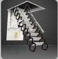 Échelle télescopique rétractable avec structure métallique, escalier de grenier dissimulé, capacité de 300 kg