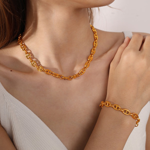 Ensemble de chaînes de corps géométriques en alliage de zinc, unisexe, pour usage quotidien, design nez de cochon, bijoux de mode multicolores - Product Image 4