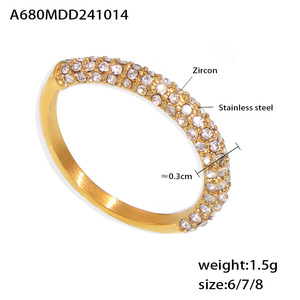 Moda De Luxo Dazzling Zircon Anéis Mulheres Elegantes Jóias Francês Vintage Aço Inoxidável PVD Chapeamento Anéis - Product Image 5