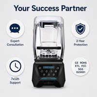 Licuadora Comercial de Grado Profesional de 1500W - 14 Velocidades Ajustables + Función de Pulso, Pantalla con Temporizador, Cubierta Insonorizante Incluida