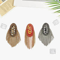 Appliques en tissu feutré brodé à la main, style punk métallique transfrontalier, avec pompons et perles, pour accessoires de costume