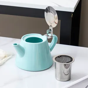 Bán Buôn Nhà Khách Sạn Màu Sắc Thuận Tiện Men Thép Không Gỉ Lọc Tea Maker Coffee Pot Set Sứ Gốm Tea Pot