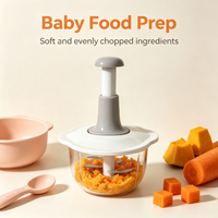 Mini hachoir manuel portable à pression avec lames en plastique pour ail, légumes, oignon et autres aliments – Idéal pour la préparation culinaire