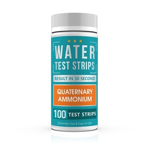 Bandes <span class=keywords><strong>de</strong></span> test pour l'ammonium quaternaire (QA), kit <span class=keywords><strong>de</strong></span> test rapide <span class=keywords><strong>de</strong></span> la concentration <span class=keywords><strong>de</strong></span> <span class=keywords><strong>d</strong></span>ésinfectant pour l'eau 0-100 ppm, 100 bandes/flacon - Product Image 1