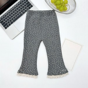 Pantalones de Punto con Estampado Floral <span class=keywords><strong>para</strong></span> Niñas, con Cordón de Perlas, Lazo en el Dobladillo, Forro Polar, Elásticos y Suaves <span class=keywords><strong>para</strong></span> Otoño e Invierno - Product Image 4