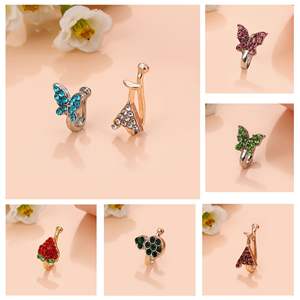 เครื่องประดับใบหน้าและจมูกสำหรับผู้หญิง,คลิปติดหน้าเครื่องประดับ CZ เพชร<span class=keywords><strong>พลอย</strong></span>ลูกบาศก์อัญมณี Faux ห้อยจมูกผีเสื้อแบบไม่เจาะ - Product Image 3