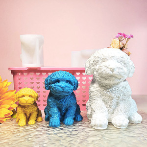 2026 Cute Sitting Teddy Dog Enthusiast Home Decoration Votive Soy Wax Custom Fragrance Handmade Art <b>Candle</b> - Product Image 5