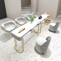 Table de Manucure Moderne en Métal, Optionnelle, pour Salon de Beauté, Poste de Manucure pour Femmes, Ensemble de Tables à Ongles - Vente Chaude
