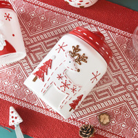 Pot à biscuits en céramique de conception de soulagement d'arbre de Noël de décoration à la maison de Noël avec la boîte de stockage de couvercles