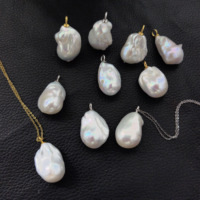 Pendentif en perle d'eau douce baroque de 12-15 mm, argent, deux couleurs disponibles, grand design de bélière, compatible avec toutes les chaînes de collier