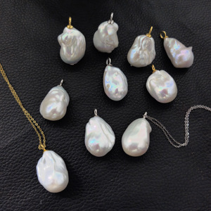 Pendentif en perle d'eau douce baroque de 12-15 mm, argent, deux couleurs disponibles, grand design de bélière, compatible avec toutes les chaînes de collier - Product Image 4