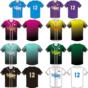Chemises de baseball noires et blanches avec chiffres en gros bon marché Maillot de baseball sublimé personnalisé à vendre - Product Image 2