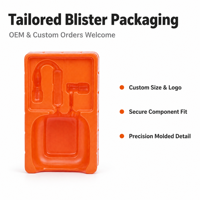 Plateau en blister PET orange personnalisable pour étui de chargement d'écouteurs, emballage d'accessoires électroniques, écologique, vente en gros
