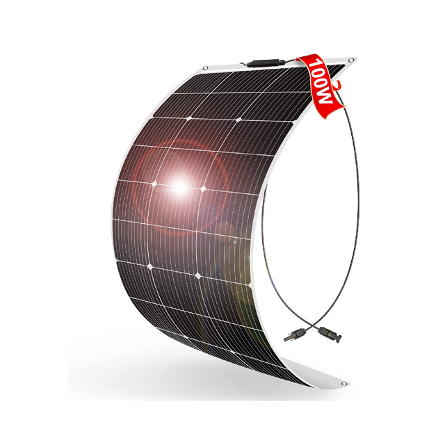 100W 18V Flexible Solar Panel 9BB Monocrystalline for 12V Battery Charging, Semi-Flexible ETFE Lightweight