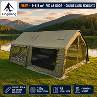 Tente de camping gonflable quatre saisons OEM/ODM 8+8m² en toile de coton TC, montage rapide, imperméable, protection UV, résistante au vent