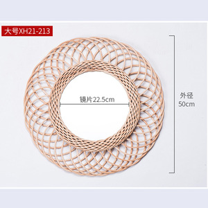 Woven <b>Round</b> <b>Wall</b> <b>Mirror</b> Large Size XH21-213 Framed Decorative For Guesthouse Bar Studio Photography Background - Product Image 3
