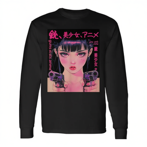 Camiseta de manga larga con gráfico Anime Waifu, color negro, unisex, talla para adultos - Product Image 2