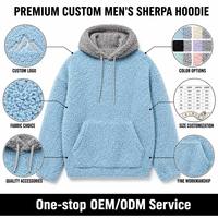 Hoodie Pria Ukuran Besar Bordir Logo Kustom, Pullover Fleece Sherpa Tebal, Sweatshirt Hangat Musim Dingin dengan Saku, Streetwear Oversize