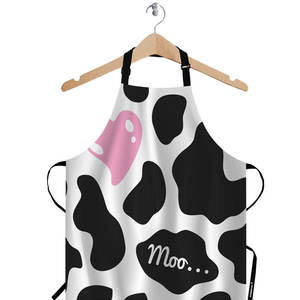 Tabliers multifonctionnels personnalisables en cuir de vache noir et blanc à motif cœur rose, vente en gros d'usine, tablier de cuisine <span class=keywords><strong>2022</strong></span> - Product Image 1