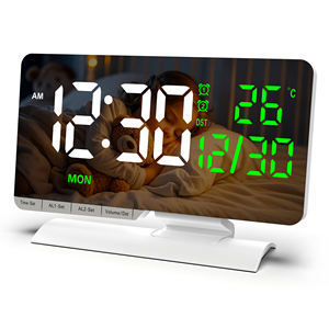 Smart <b>Led</b> Mirror <b>Clock</b> Digital Display With Temperature Alarm Desk <b>Clock</b> Rectangular Plastic Modern Design Battery Operated - Product Image 1