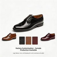 Chaussures habillées en cuir véritable pour hommes, style brogue à lacets, pour affaires et occasions formelles, logo OEM, vente en gros par petites séries