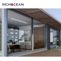 Porte coulissante en aluminium résistant aux chocs RICHOCEAN T6063 T5, insonorisée, avec verre trempé, du sol au plafond, à ouverture coulissante et levante