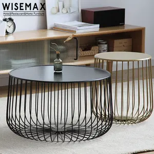 WISEAMX FURNITURE High quality home furniture creative design europe style pumpkin shaped metal wire round coffee table