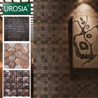 Décoration de la maison, salle de bain, style bronze, mosaïque en cuivre antique, mosaïque hexagonale en métal montée sur grille, mosaïque en bronze