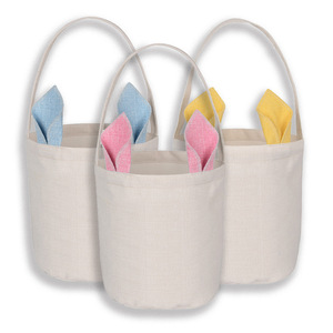 2022 New Bunny Blank Sublimation Easter Basket Gift Bag Treat Bag Kids Easter Handbag Customize Printing