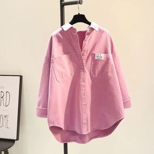 Take a smiling face <strong>shirt</strong> women 2025 new relaxed thin casual temperament all wear cardigan <strong>shirt</strong> women <strong>outside</strong> - Product Image 3