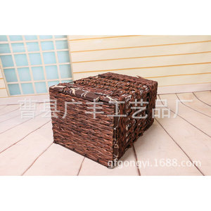 Cesto de ropa de mimbre con tapa, rectangular, marrón, tipo vertical, para guardar ropa en el cuarto de lavandería - Product Image 4