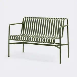 Wholesale Furniture Garden Park Modern Slatted Bench Outdoor Metal Steel Chair