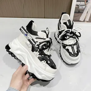 Klobige Mesh-Schuhe für Damen, hohe Plattform Sneaker, dicke Sohle, atmungsaktiv, Freizeit stil, Laufstil, 2021