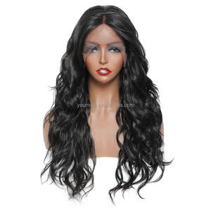 Pelucas de Encaje Frontal con Ondas de Agua de 24 Pulgadas y 194 g, Flequillo Largo, Doble Trama, 100% Fibra de Alta Temperatura Resistente al Calor, Base de Encaje sin Pegamento - Product Image 6