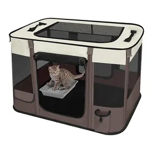 خيمة من القماش لحيوانات الأليفة تي بي بيت القطط المنبثق مع المعدن والزجاج صلب تصميم الحديقة للكلاب والقطط