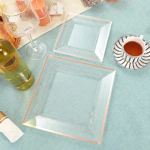 9*9" Square Plastic Plates Hard Plastic Plates Transparent Plastic Plates