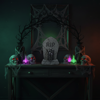 Décoration d'Halloween RIP en résine, lumineuse, étanche, à piles, pour intérieur/extérieur, accessoire effrayant pour maison hantée et ambiance de fête