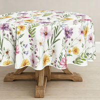 Nappe ronde florale de printemps, résistante à la chaleur et aux taches, pour la décoration de table, housse de table d'été, vente en gros d'usine, ornement pour la maison