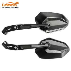 LOBOO RM03 Rétroviseur ultra grand angle anti-éblouissement <span class=keywords><strong>pliable</strong></span> en alliage d'aluminium Grand champ de vision Radis Design pour motos - Product Image 5