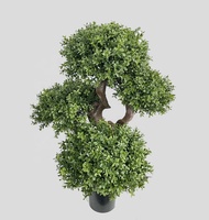 Plantes artificielles en Pot, Buxus portatif, pour l'intérieur et l'extérieur, décoration de jardin, en bois de bovin vert, bonsaï vert, 3 pieds, 90cm H