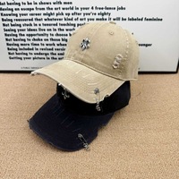 Gorra de Béisbol Fleur De Lis Desgastada para Hombre y Mujer, Gorra Negra Vintage con Parche de Pin de Seguridad, Estilo Urbano Hip Hop Ajustable