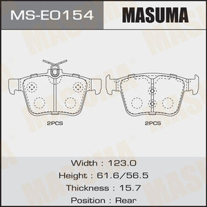 MS-E0154N MASUMA système de plaquettes de frein de voiture Auto <span class=keywords><strong>QuickStop</strong></span> pour Audi VW ASV40L - Product Image 2