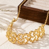 Muses Jewels Nouveautés 2026 Meilleures ventes Collier statement massif plaqué or en forme de fleur ajourée Chaîne tendance en alliage